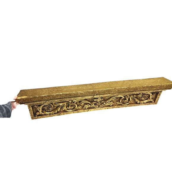 Vintage Gold Gilt Carved Wood Look Foam Wall Shelf Hollywood Regency - Picture 3 of 8